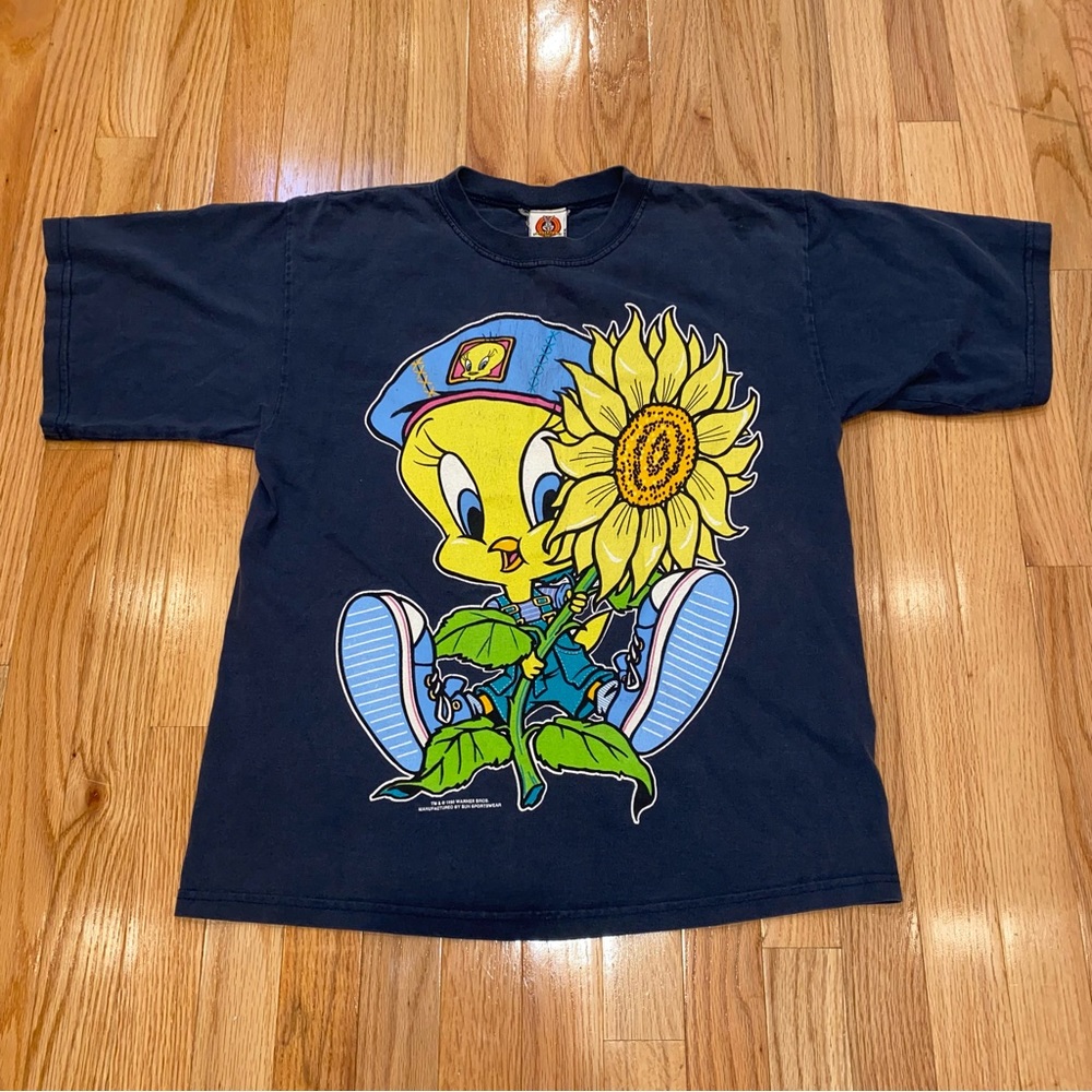 Vintage Tweety Bird Looney Tunes 1995 Warner Bros Sunflower T Shirt